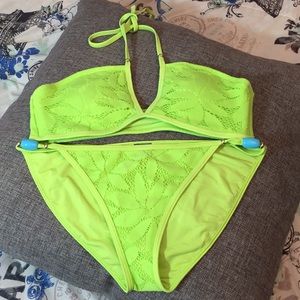 Aerie Lime Green Lace Bikini sz M nwot